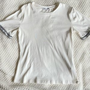 ZARA white tshirt w silver detail, like new